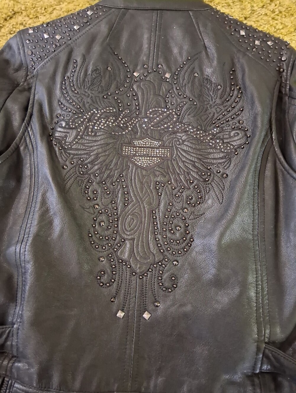 XL Harley-Davidson Black Women's Embellished Leather Moto Jacket